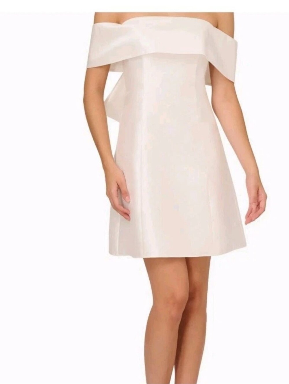 Adrianna Papell Mikado Bow Short Dress Size 8 Ivory NWT Cocktail Wedding $169